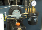 Oil lubrication system is clearly installed in the frame and allows easy access for maintenance.